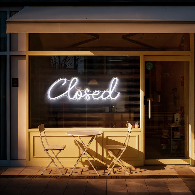 White Closed Neon Sign