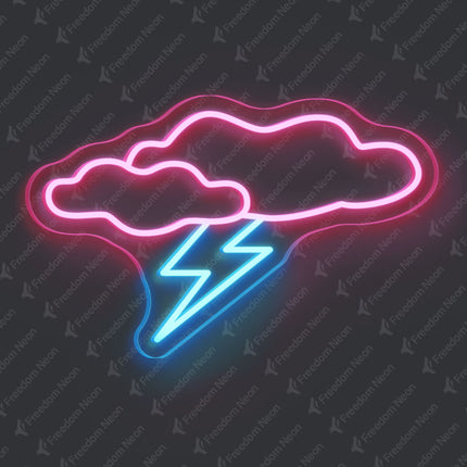 Light Pink Cloud with Lightning Neon Sign