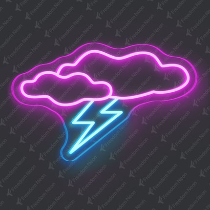 Pink Cloud with Lightning Neon Sign