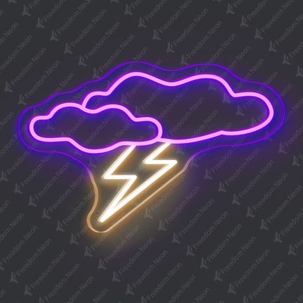 Purple Cloud with Lightning Neon Sign