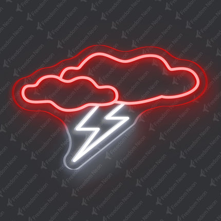 Red Cloud with Lightning Neon Sign