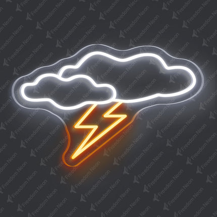 White Cloud with Lightning Neon Sign
