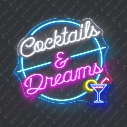 Ice Blue Cocktails & Dreams Neon Sign