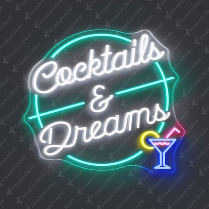 Mint Green Cocktails & Dreams Neon Sign