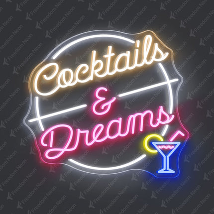 White Cocktails & Dreams Neon Sign