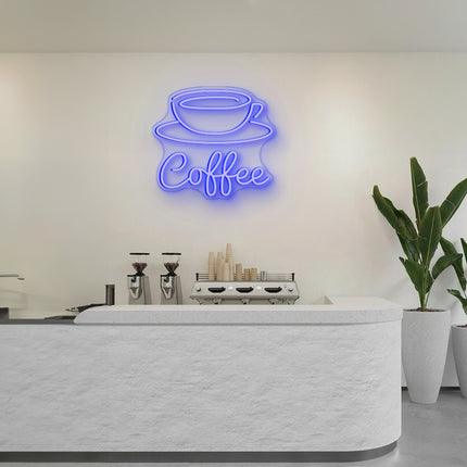 Blue Coffee Cup LED Neon Sign