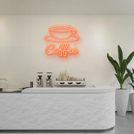 Golden Coffee Cup LED Neon Sign