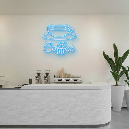 Ice Blue Coffee Cup LED Neon Sign