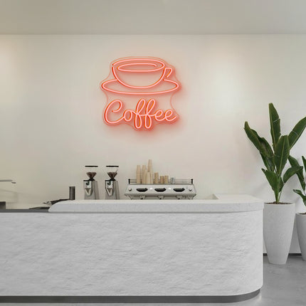 Orange Coffee Cup LED Neon Sign