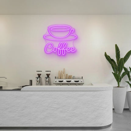 Purple Coffee Cup LED Neon Sign