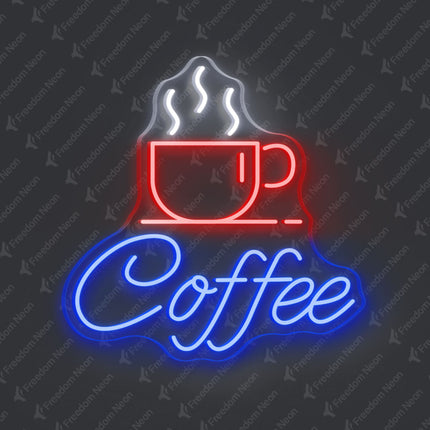 Blue Coffee Cup Neon Sign