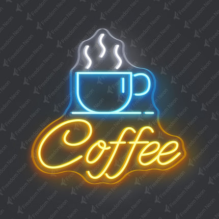 Golden Yellow Coffee Cup Neon Sign