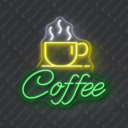 Green Coffee Cup Neon Sign