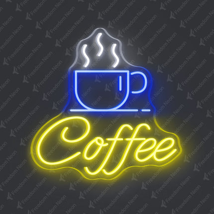 Lemon Yellow Coffee Cup Neon Sign