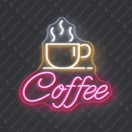 Light Pink Coffee Cup Neon Sign