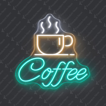 Mint Green Coffee Cup Neon Sign