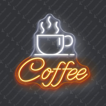 Orange Coffee Cup Neon Sign