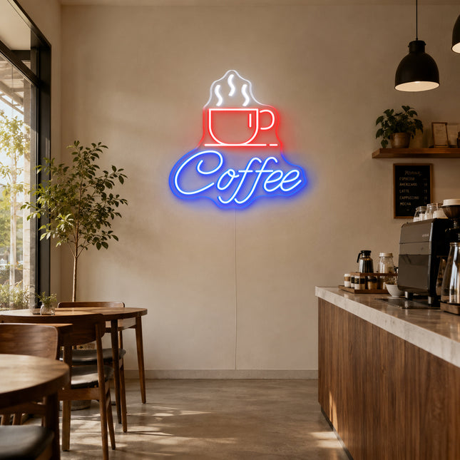 Red Coffee Cup Neon Sign