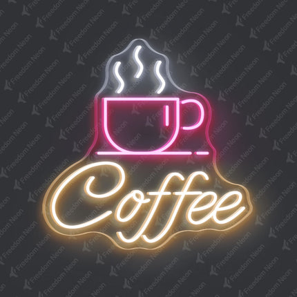 Warm White Coffee Cup Neon Sign