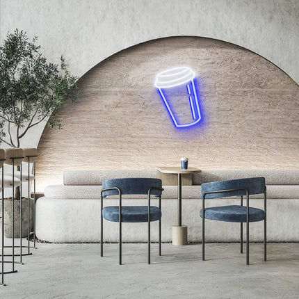 Blue Coffee Cup Neon Sign