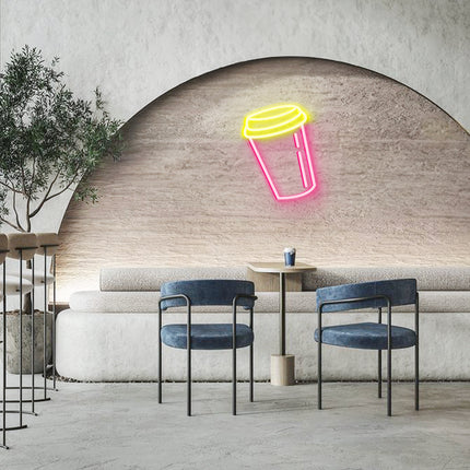Light Pink Coffee Cup Neon Sign