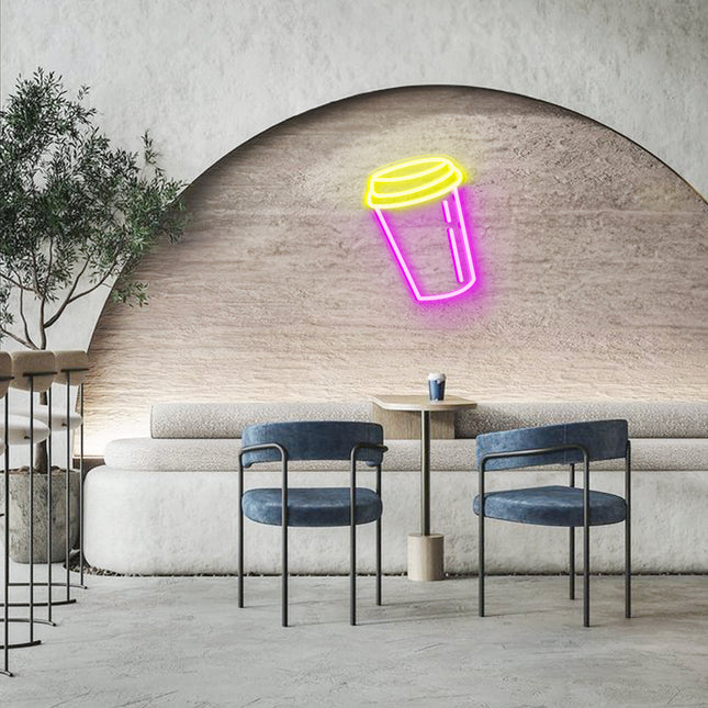 Pink Coffee Cup Neon Sign