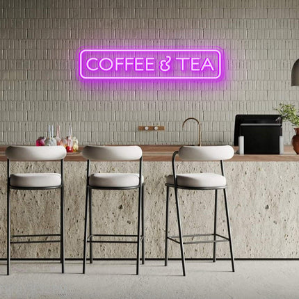 Purple Coffee & Tea Neon Sign