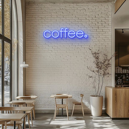 Blue Coffee Word Neon Sign