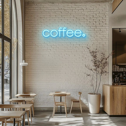 Ice Blue Coffee Word Neon Sign
