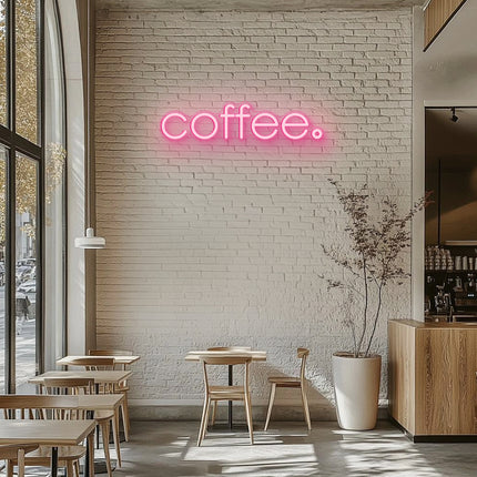 Light Pink Coffee Word Neon Sign