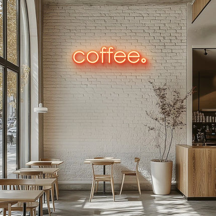Orange Coffee Word Neon Sign