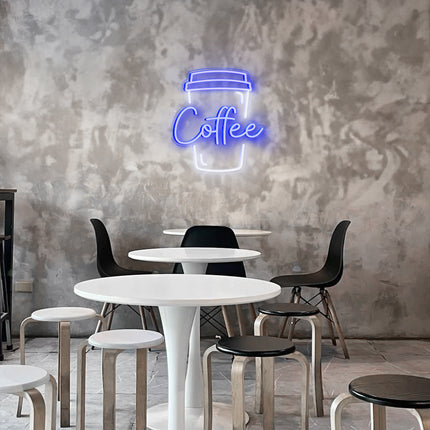 Blue Coffee & Cup LED Neon Sign 