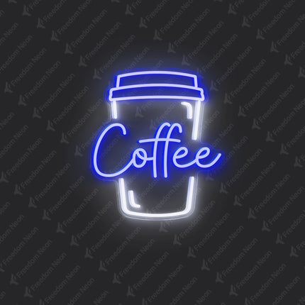 Blue Coffee & Cup LED Neon Sign 