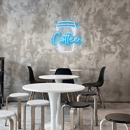 Ice Blue Coffee & Cup LED Neon Sign 