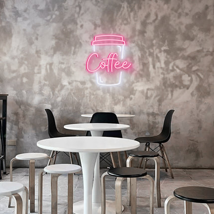 Light Pink Coffee & Cup LED Neon Sign 
