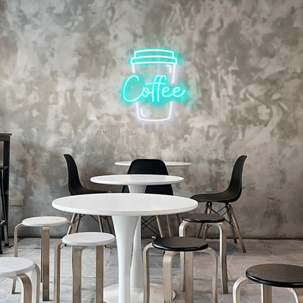Mint Coffee & Cup LED Neon Sign 