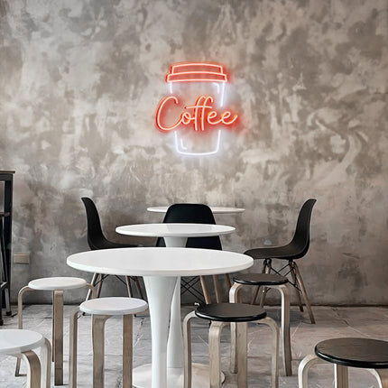 Orange Coffee & Cup LED Neon Sign 