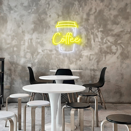Yellow Coffee & Cup LED Neon Sign