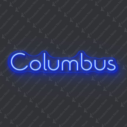 Blue Columbus Neon Sign