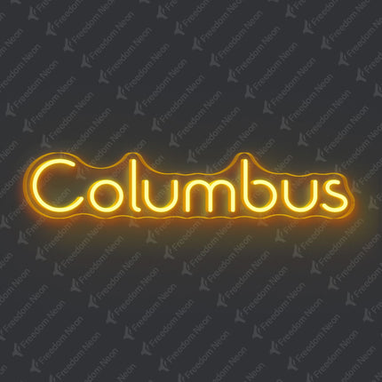 Golden Yellow Columbus Neon Sign