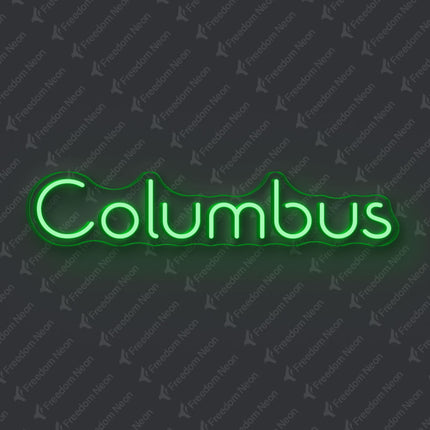 Green Columbus Neon Sign