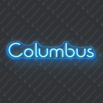 Ice Blue Columbus Neon Sign