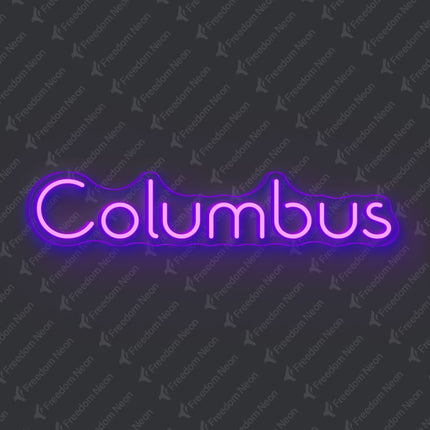 Purple Columbus Neon Sign