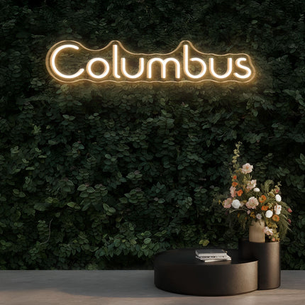 Warm White Columbus Neon Sign