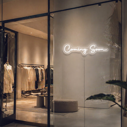 White Coming Soon Neon Sign