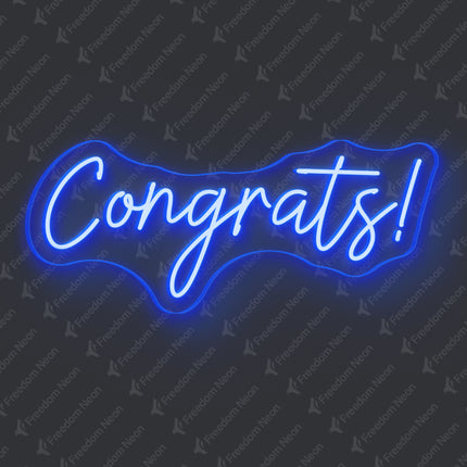 Blue Congrats Neon Sign