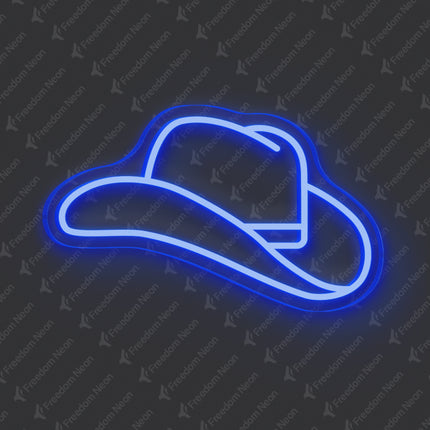 Blue Cowboy Hat Neon Sign