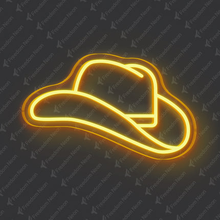 Gold Yellow Cowboy Hat Neon Sign