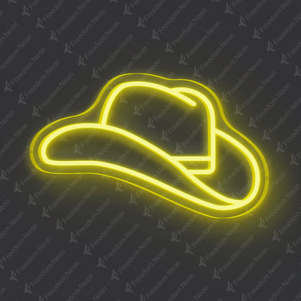 Lemon Yellow Cowboy Hat Neon Sign