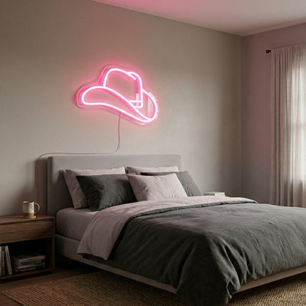 Light Pink Cowboy Hat Neon Sign